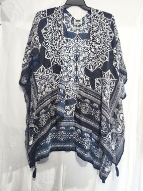 Bella Boho Colorful Short Sleeve Wrap Cover-up Top with Kimono Style Sleeves F1(